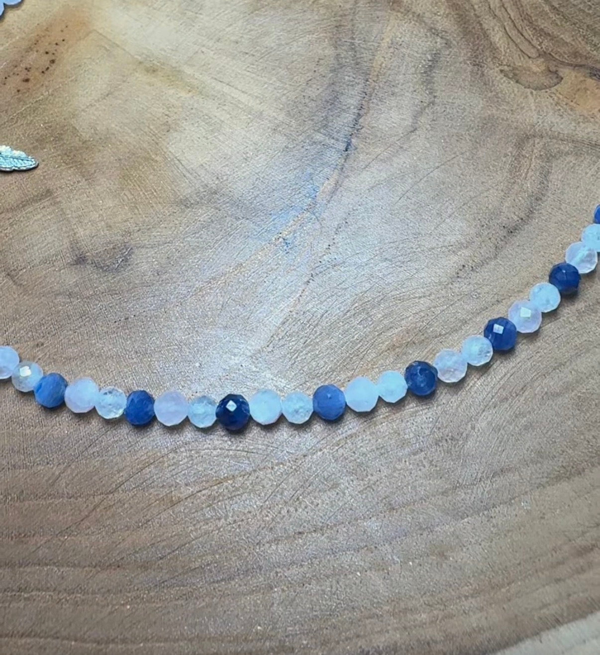 Harmonic Whisper 4mm Faceted Kyanite · Moonstone · Rose Quartz