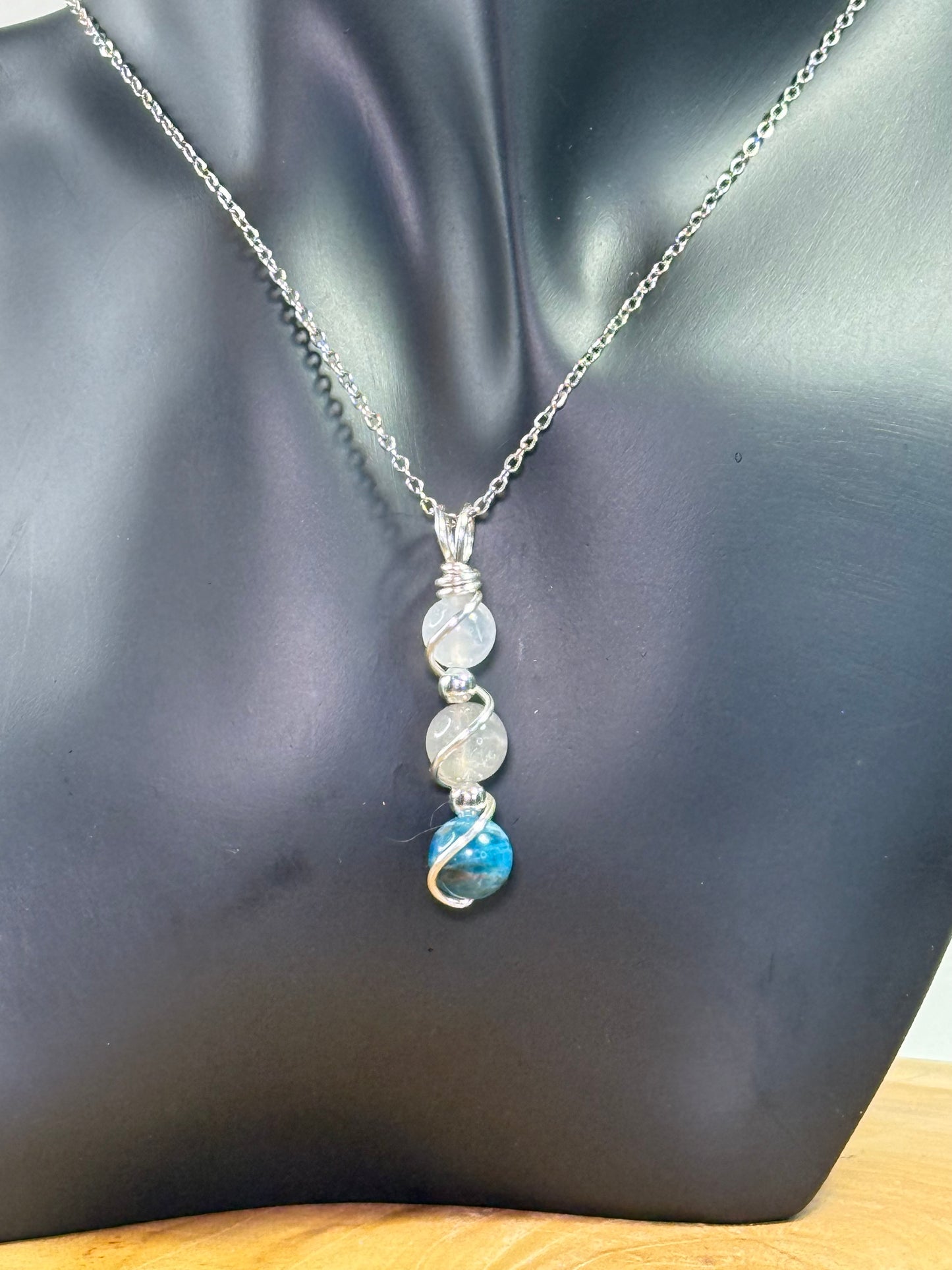 Celestial Vision Trinity Pendant - Blue Apatite - Labradorite - Moonstone