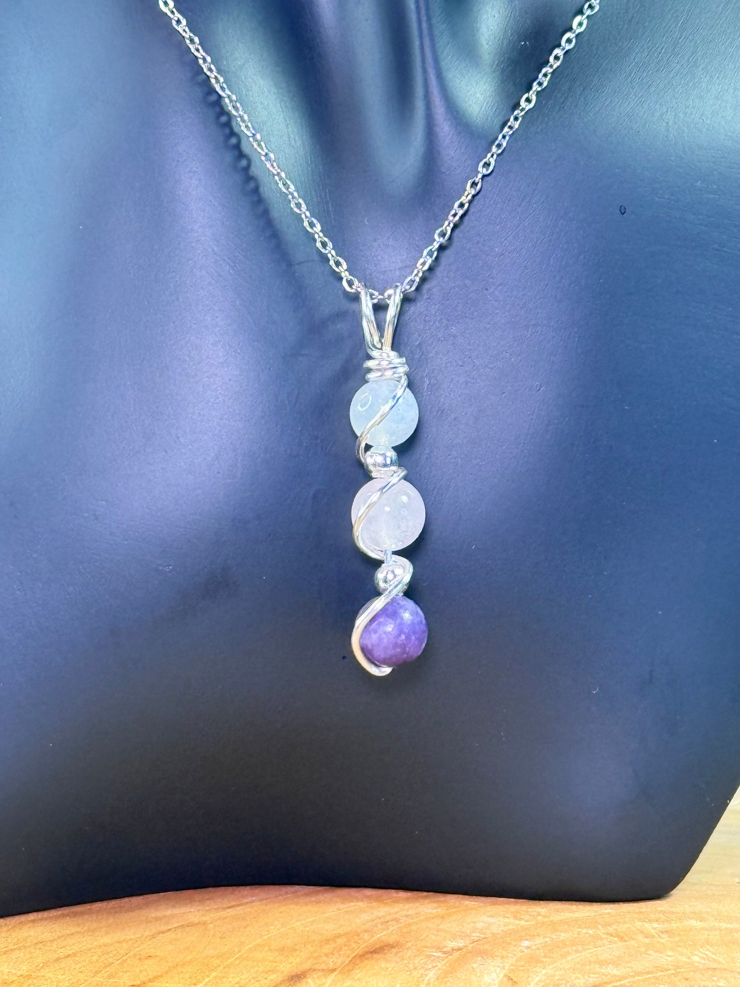 Soul Serenity Trinity Pendent Lepidolite - Rose Quartz - Moonstone