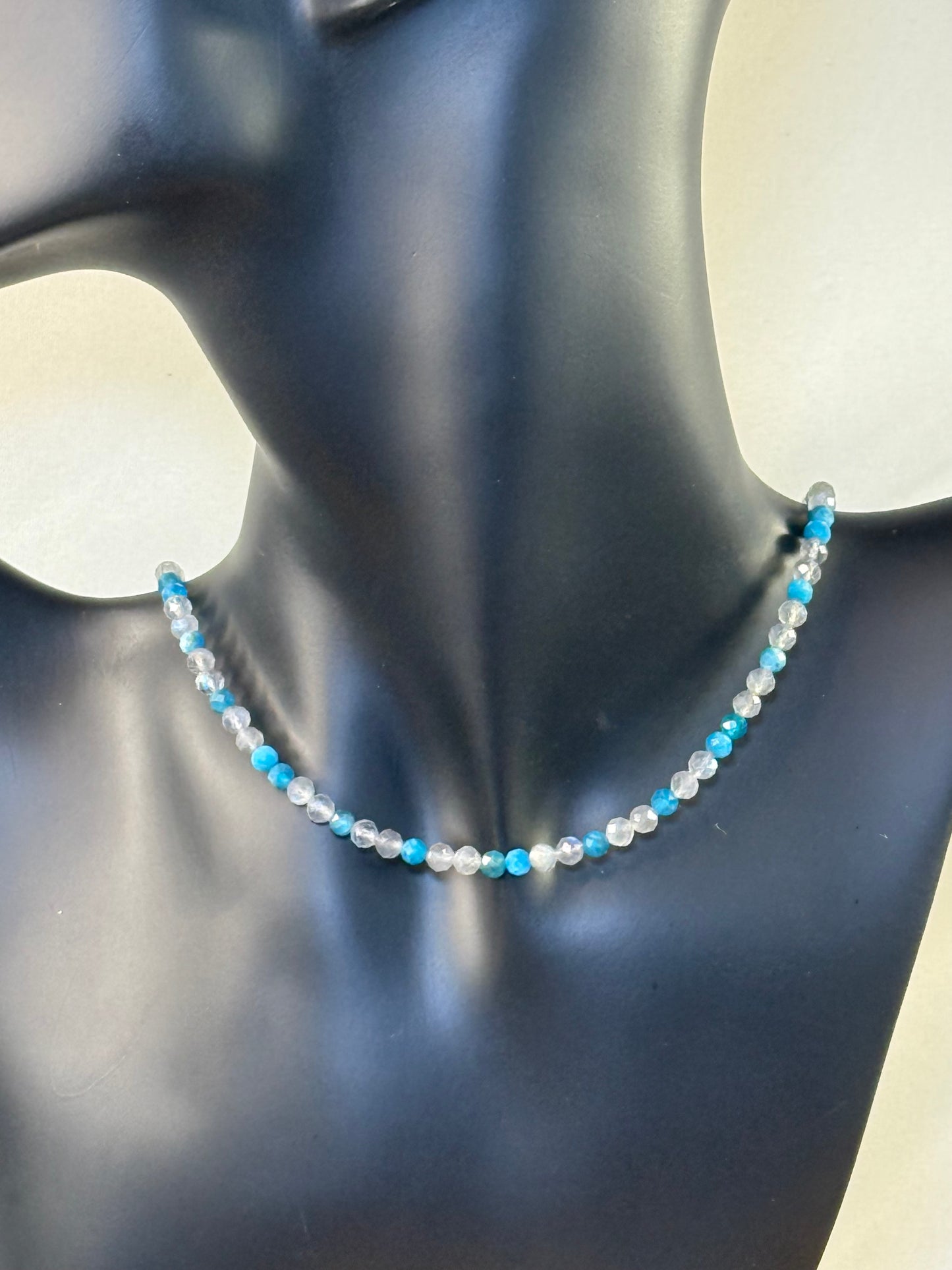 Celestial Current - Whispers Of Light Collection Amethyst, Carnelian & Clear Quartz Faceted Choker – 4mm Crystals, Stainless Steel findings, 15” + 2” Extender