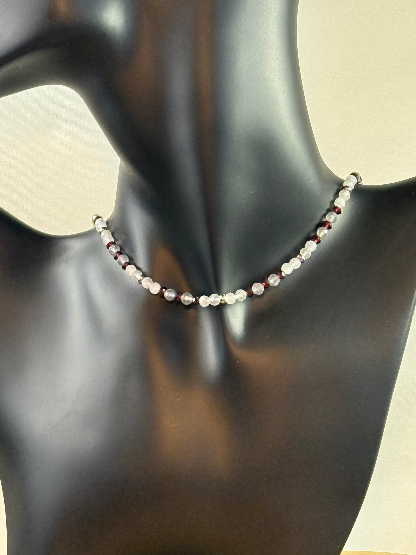 Twilight Harmony - Whispers Of Light Collection - Faceted Choker, 4mm Crystals, Stainless Steel Findings, 15" + 2" Extender