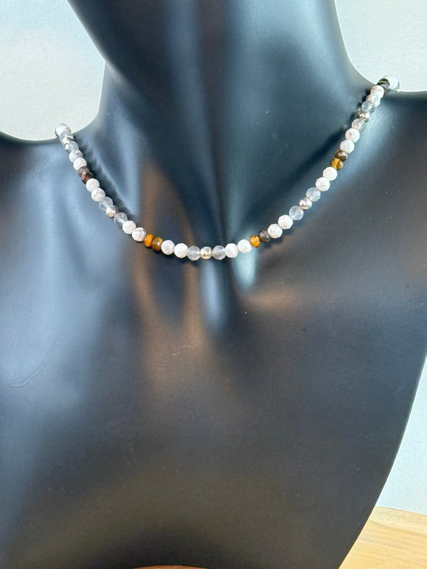 Earth Bound Radiance - Whispers Of Light Choker-Faceted Choker, 4mm Crystals, Sterling Silver Findings, 15" + 2" Extender