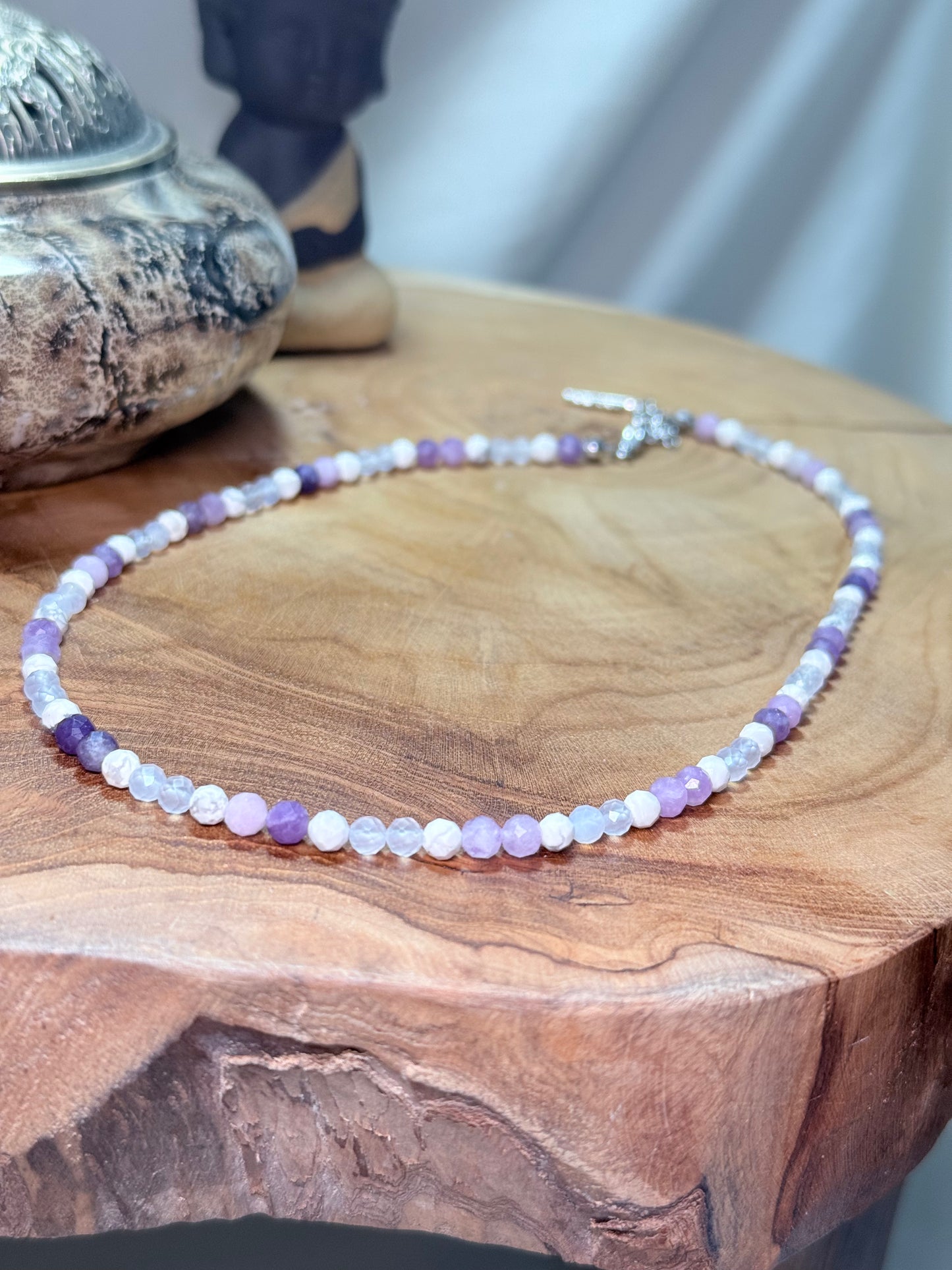 Calm Horizon Whispers of Light Collection-4mm Faceted Crystals, Stainless Steel findings, 15” + 1.5” Extender