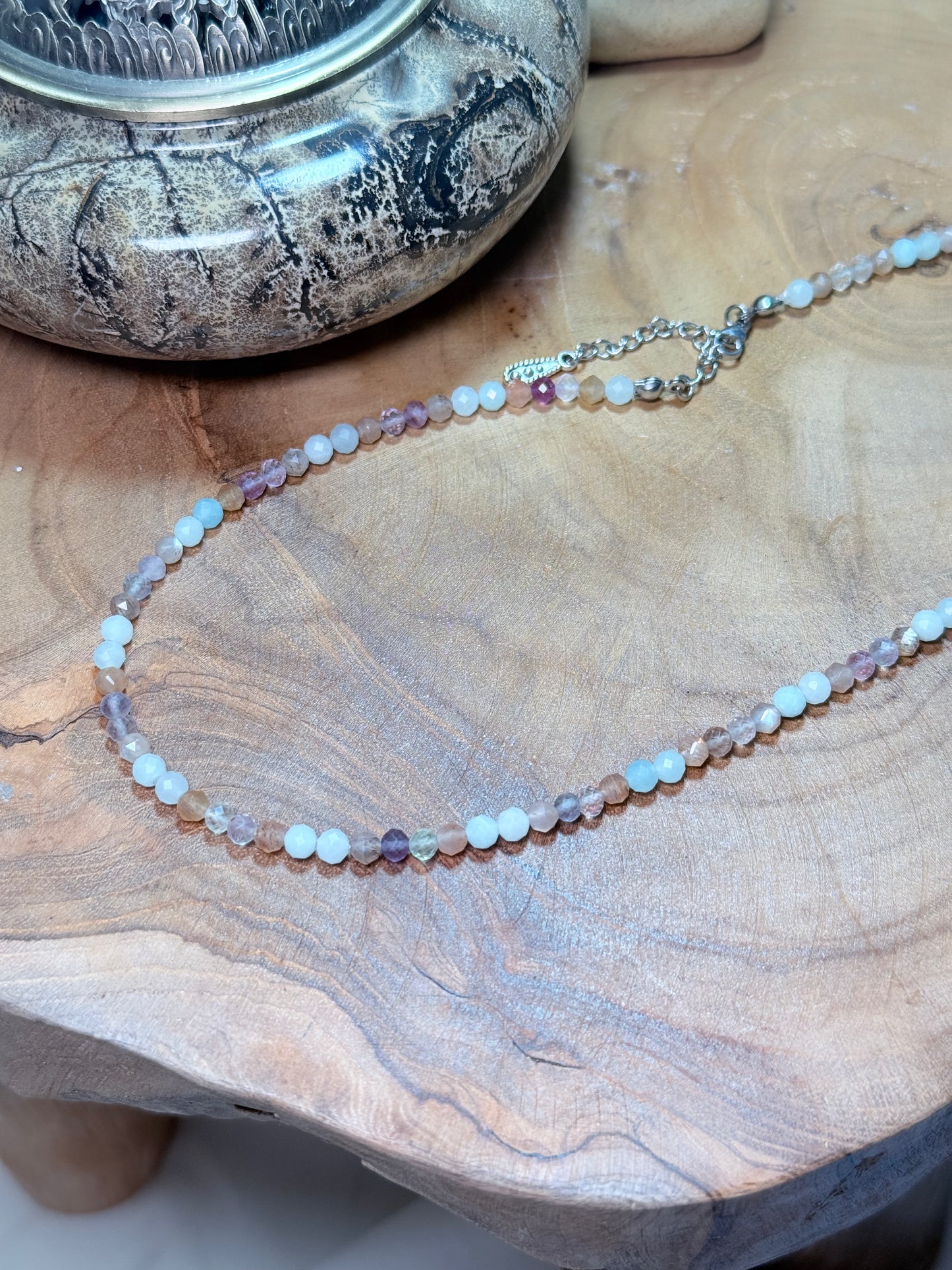 Fluid Expression Whispers of light collection 4mm Faceted Crystals Stainless Steel Findings 15" = 1.5" extender