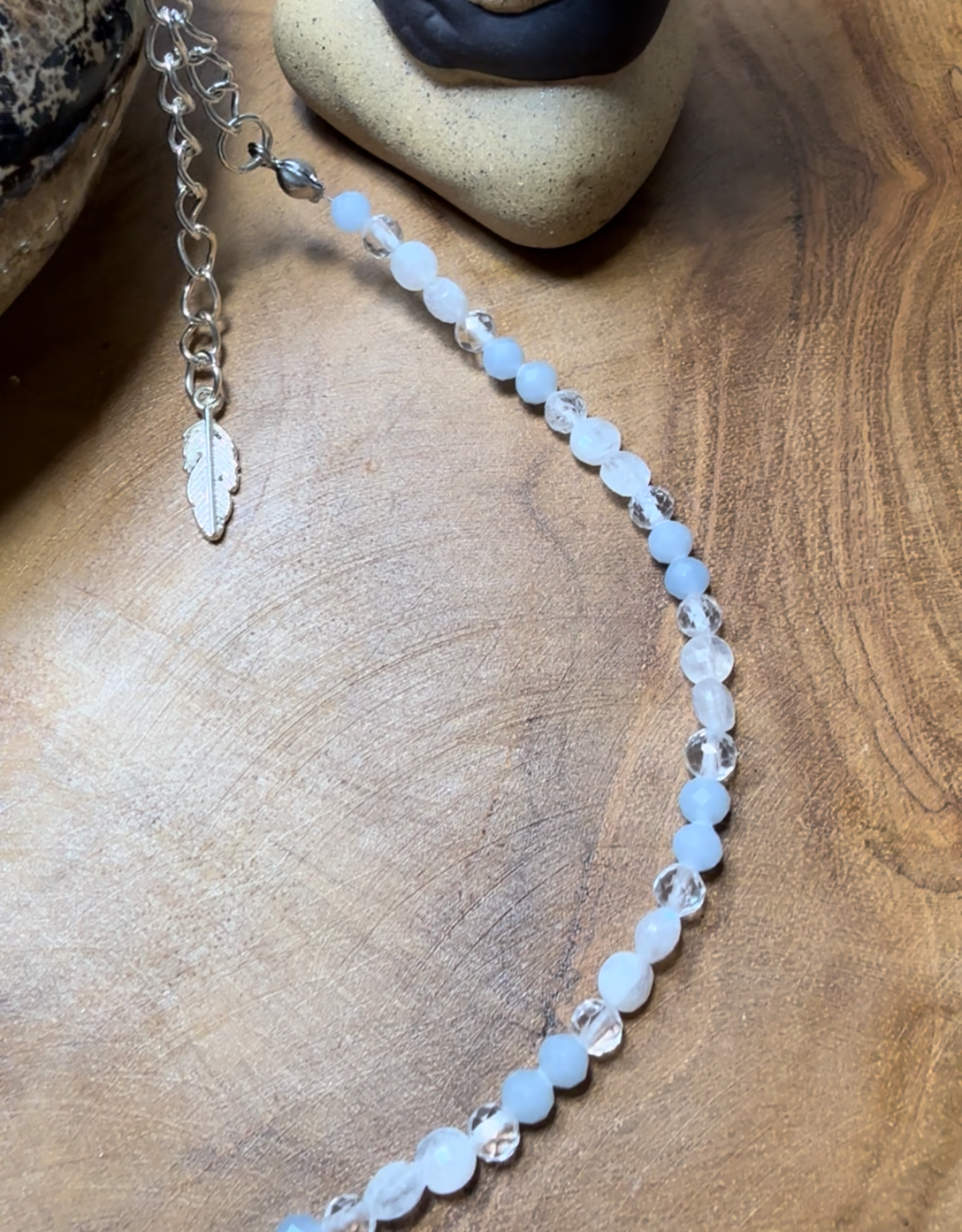 Celestial Whisper Angelite - Moonstone - Clear Quartz Choker