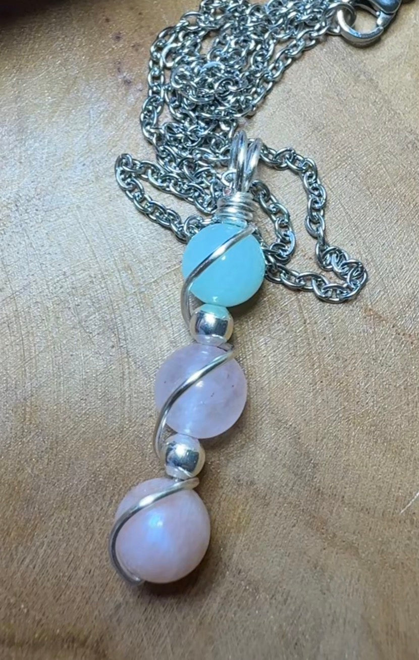 Lunar Accord Pendant – Moonstone • Rose Quartz • Amazonite Trinity Collection