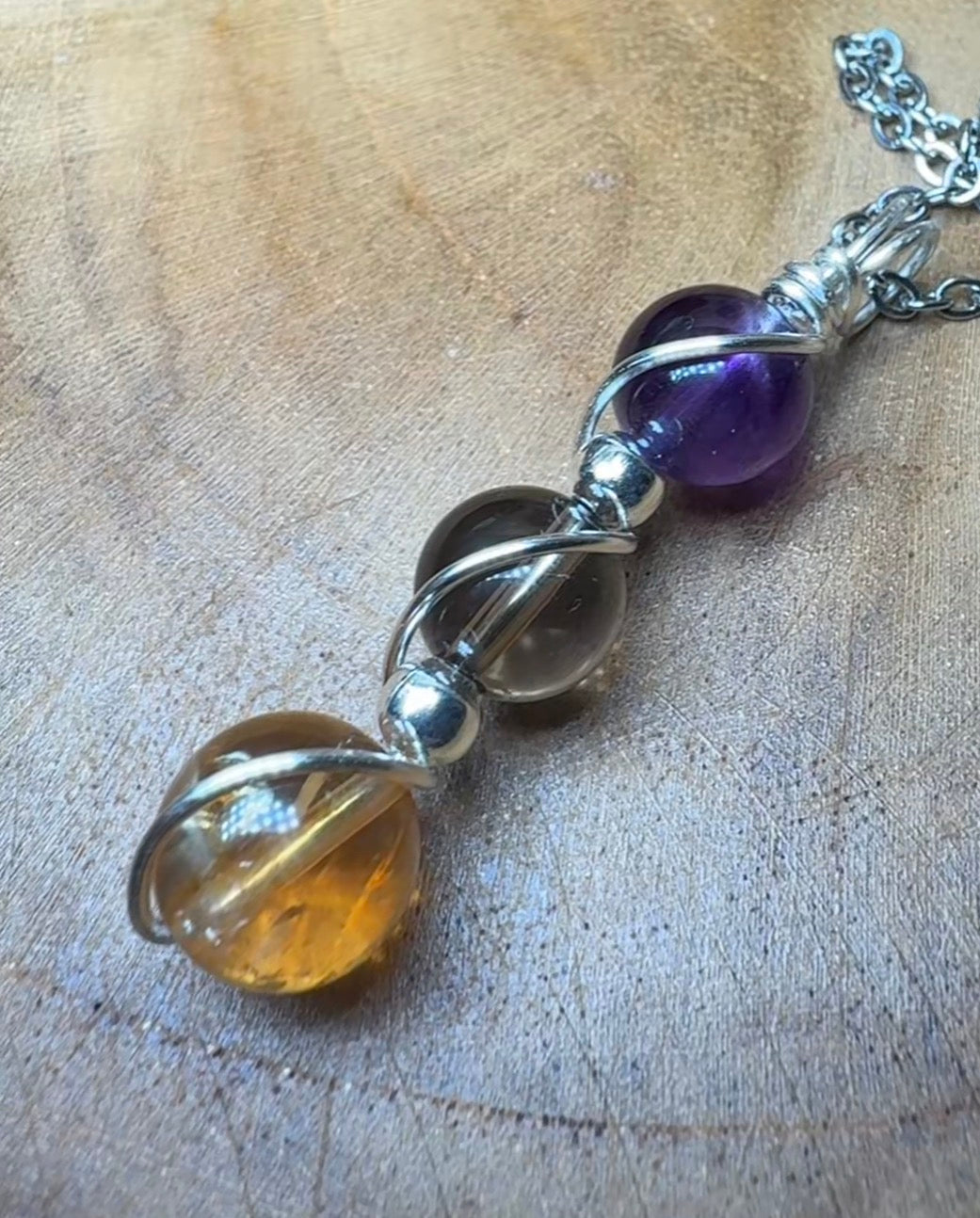 Solar Alignment Pendant Citrine • Smoky Quartz • Amethyst | Trinity Collection