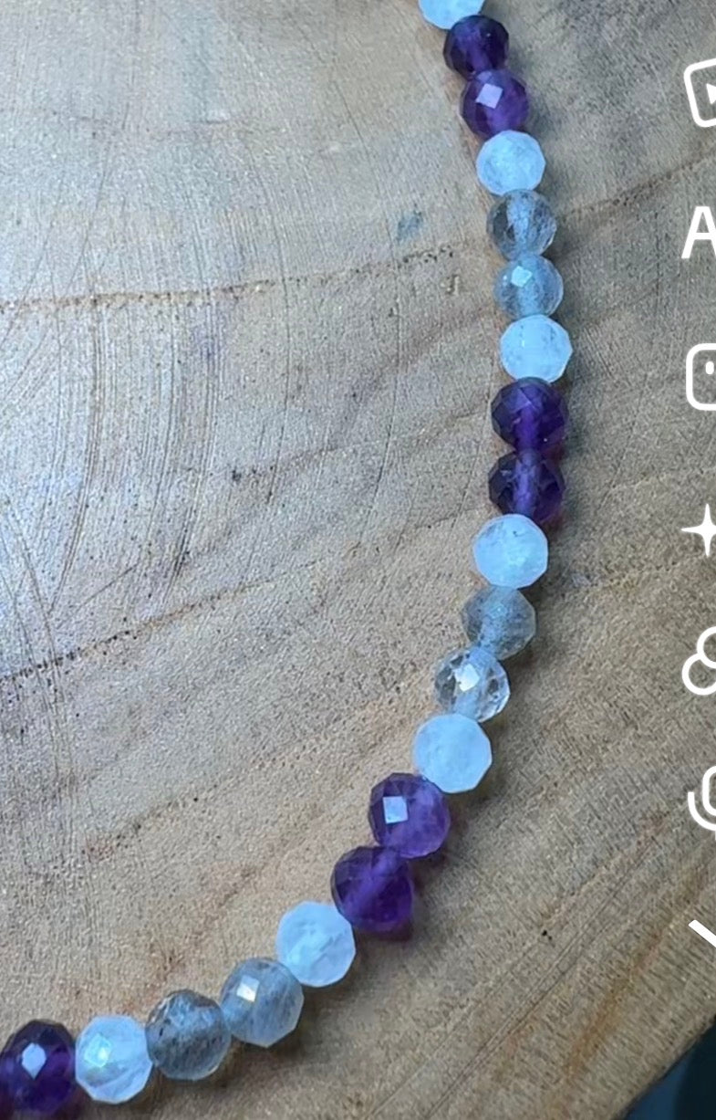 Aurora Energy Choker – Moonstone, Labradorite & Amethyst
