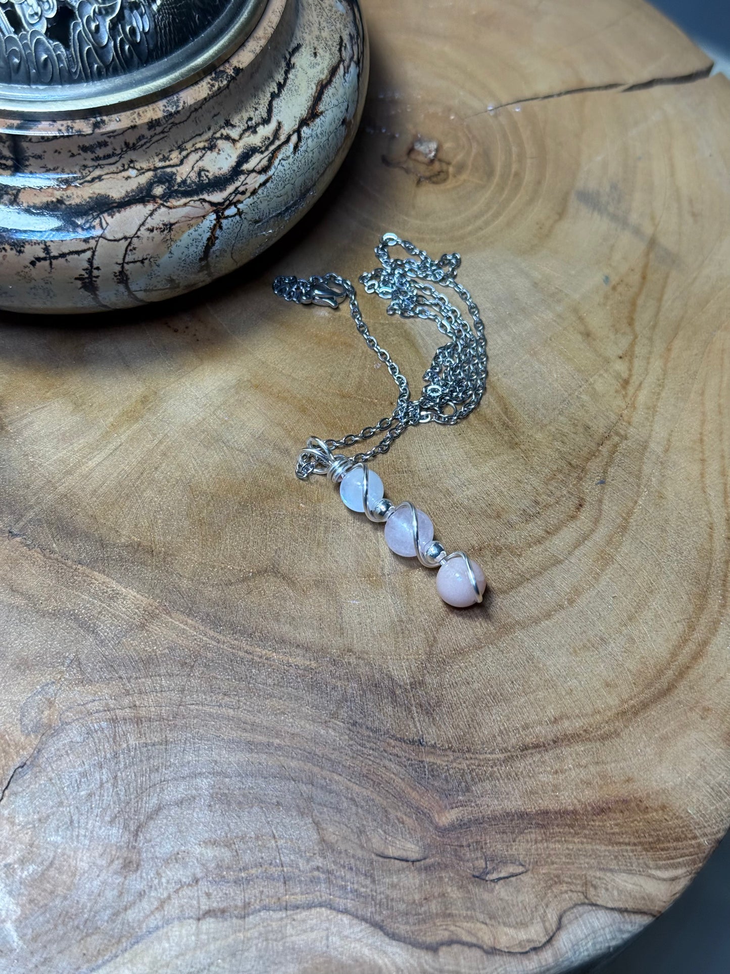 Divine Feminine Crystal Pendant | Moonstone, Rose Quartz & Sunstone Necklace