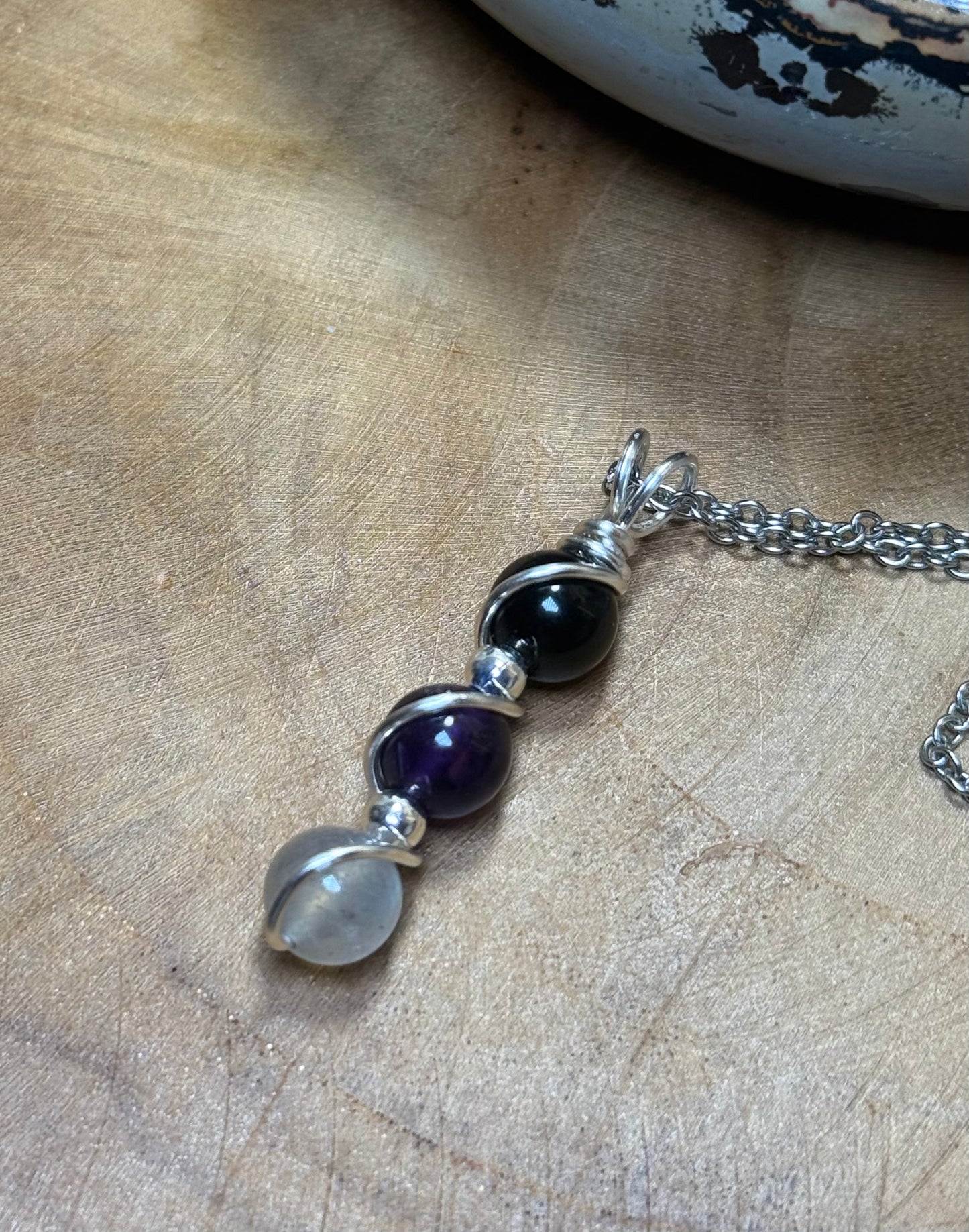 Hecate: Keeper of the Crossroads Obsidian - Amethyst - Labradorite