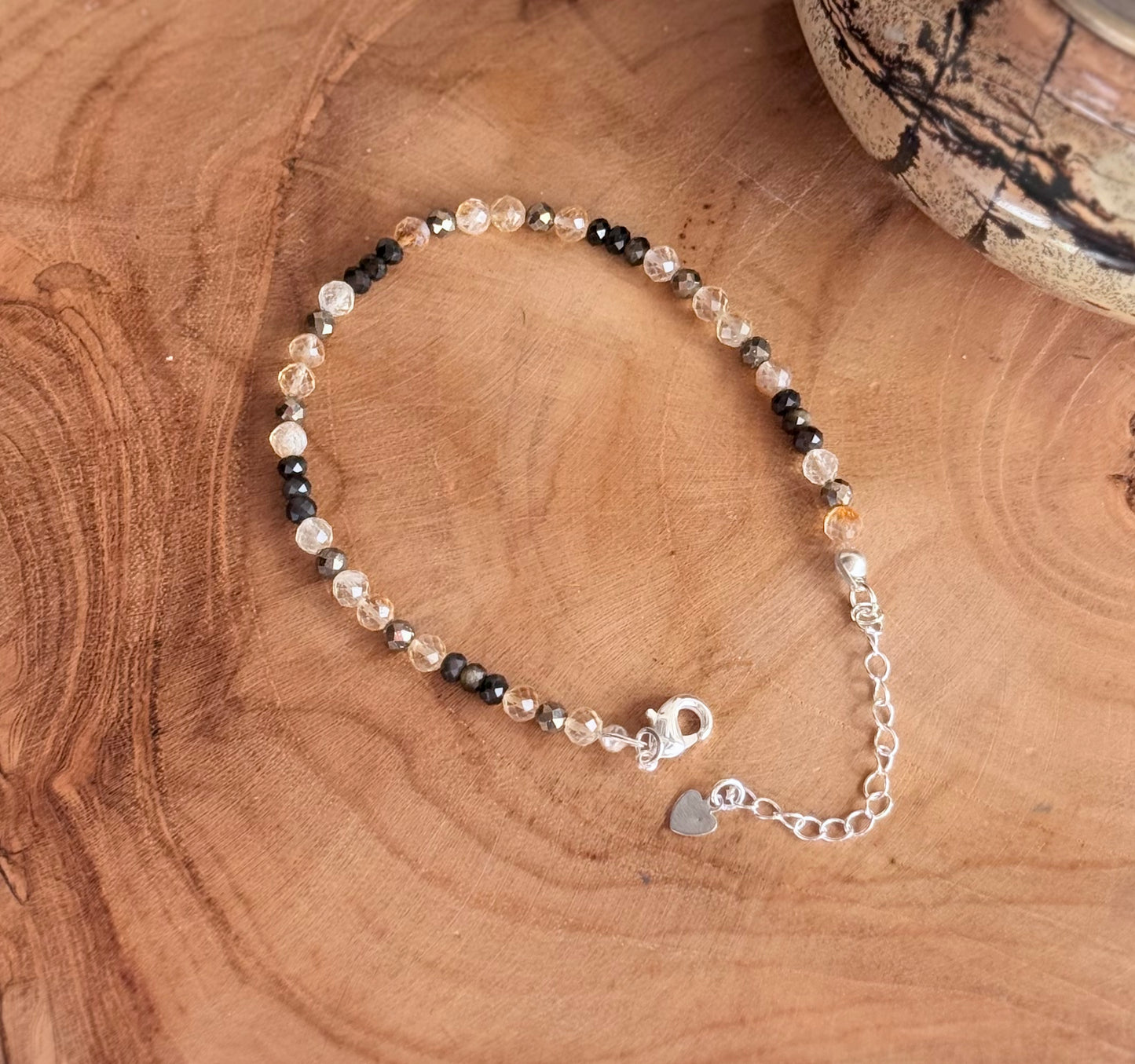 The Alchemist | Echoes of Light Crystal Bracelet Citrine - Pyrite - gold Sheen obsidian