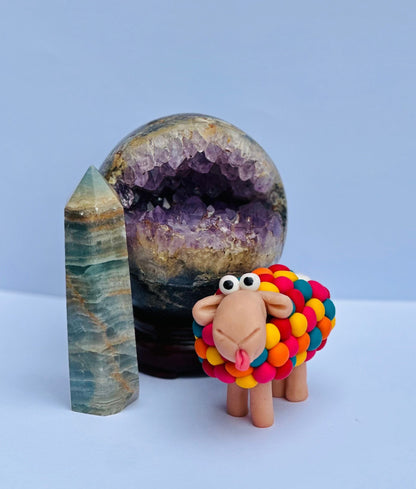 Pippin Wigglewool-Handmade Polymer Clay Sheep/Whimsy Wool Flock