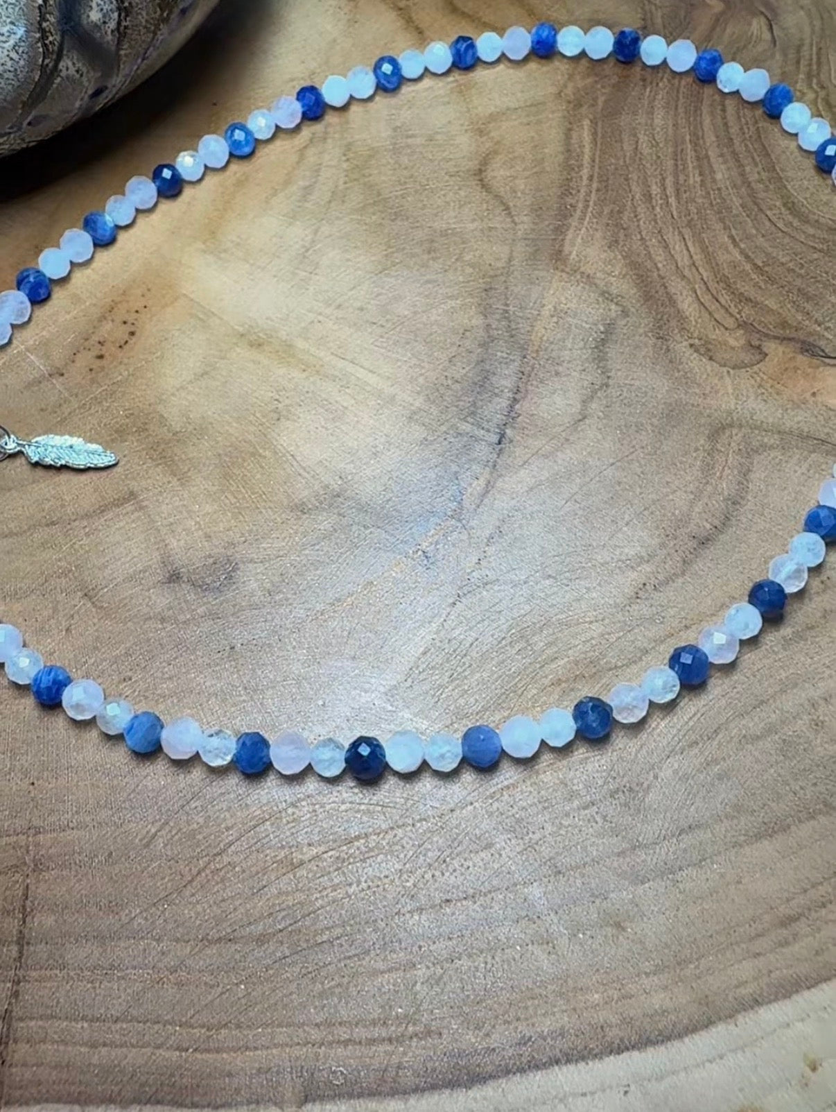 Harmonic Whisper 4mm Faceted Kyanite · Moonstone · Rose Quartz