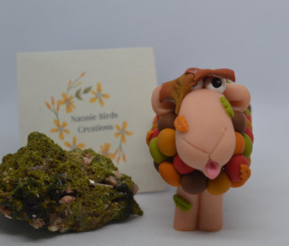 Leafwhisk - Autumn Leaf Sheep/The Whimsy-Wool Flock Collection - Handmade Polymer Clay Sheep Collection