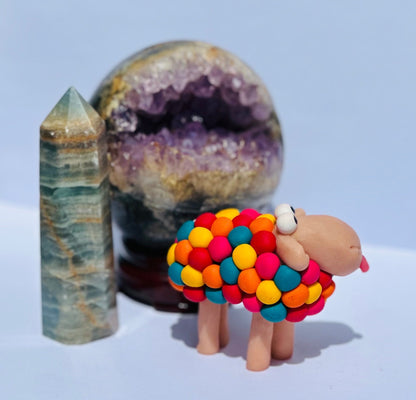 Pippin Wigglewool-Handmade Polymer Clay Sheep/Whimsy Wool Flock