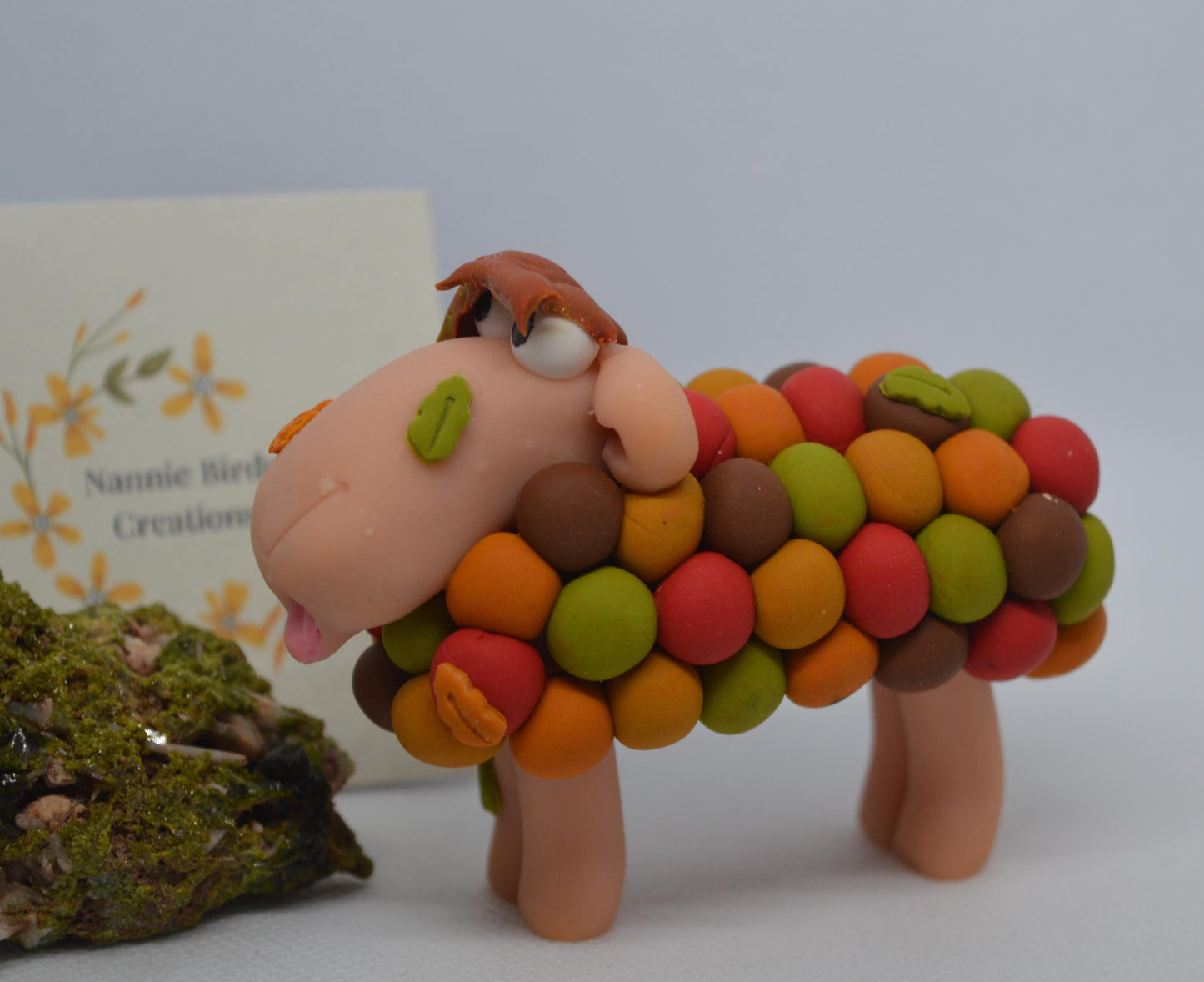Leafwhisk - Autumn Leaf Sheep/The Whimsy-Wool Flock Collection - Handmade Polymer Clay Sheep Collection