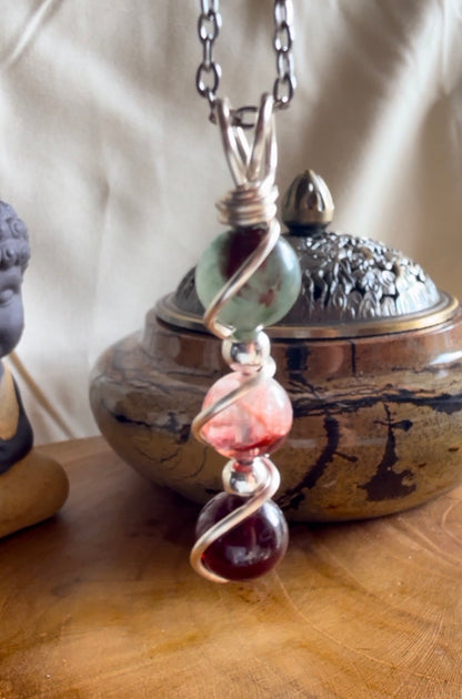 Aries: The Flame – Zodiac Trinity Pendant Bloodstone - Fire Quartz - Garnet