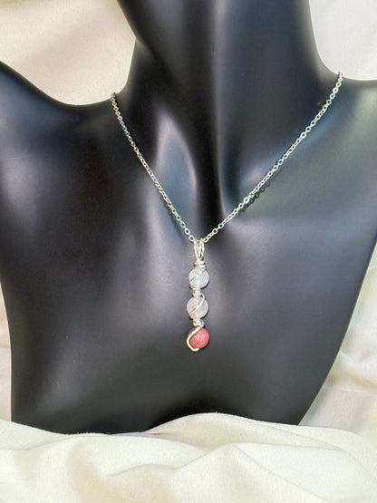 Heartmender Trinity Pendant - Cherry Rhodonite - Rose Quartz - Moonstone