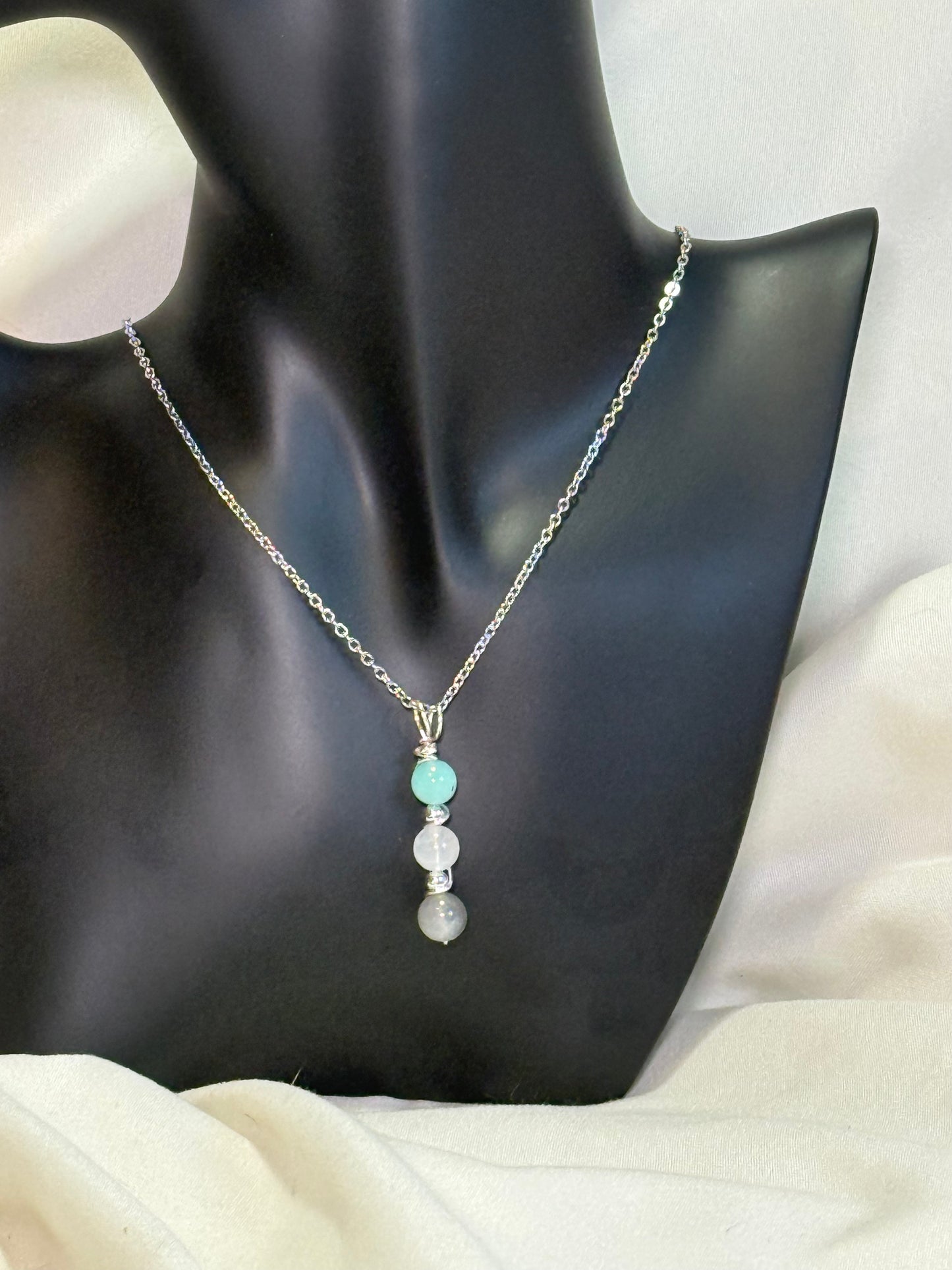Celestial Flow Trinity Pendant - Labradorite - Moonstone - Amazonite