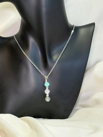 Celestial Flow Trinity Pendant - Labradorite - Moonstone - Amazonite