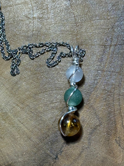 Destiny Weaver Trinity Pendant - Ctirine, Green Aventurine & Moonstone