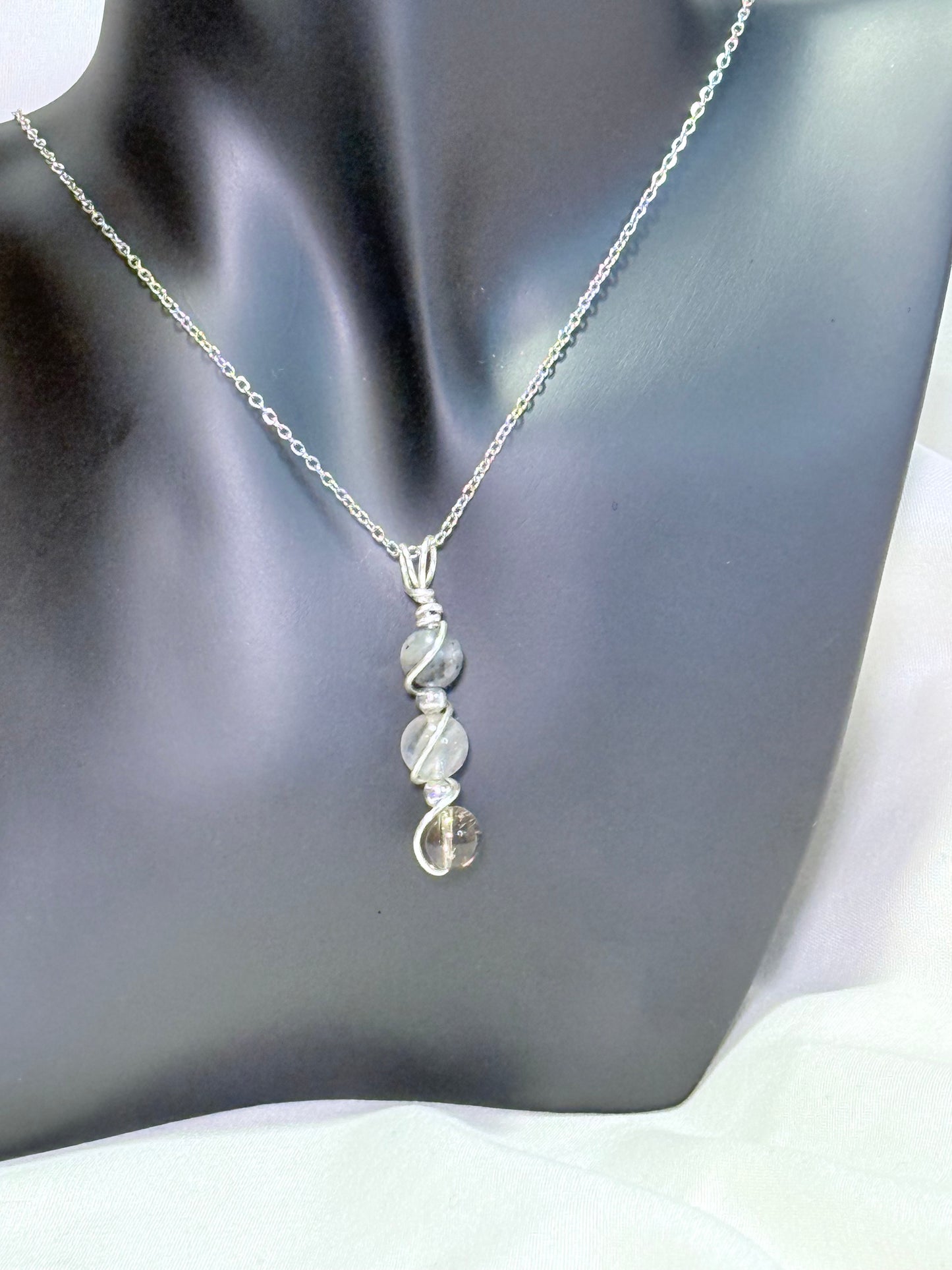 Shadowlight Trinity Pendant - Smoky Quartz - Labradorite - Larvakite