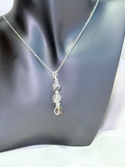 Shadowlight Trinity Pendant - Smoky Quartz - Labradorite - Larvakite