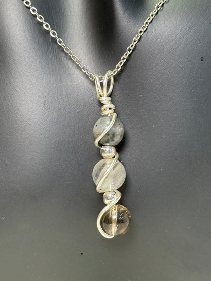 Shadowlight Trinity Pendant - Smoky Quartz - Labradorite - Larvakite