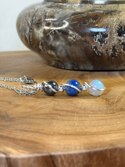 Astral Guardian Trinity Pendant - Labradorite - Lapis Lazuli - Hematite