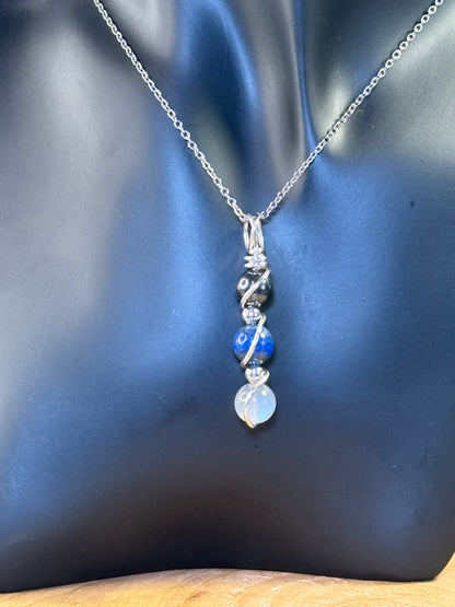 Astral Guardian Trinity Pendant - Labradorite - Lapis Lazuli - Hematite