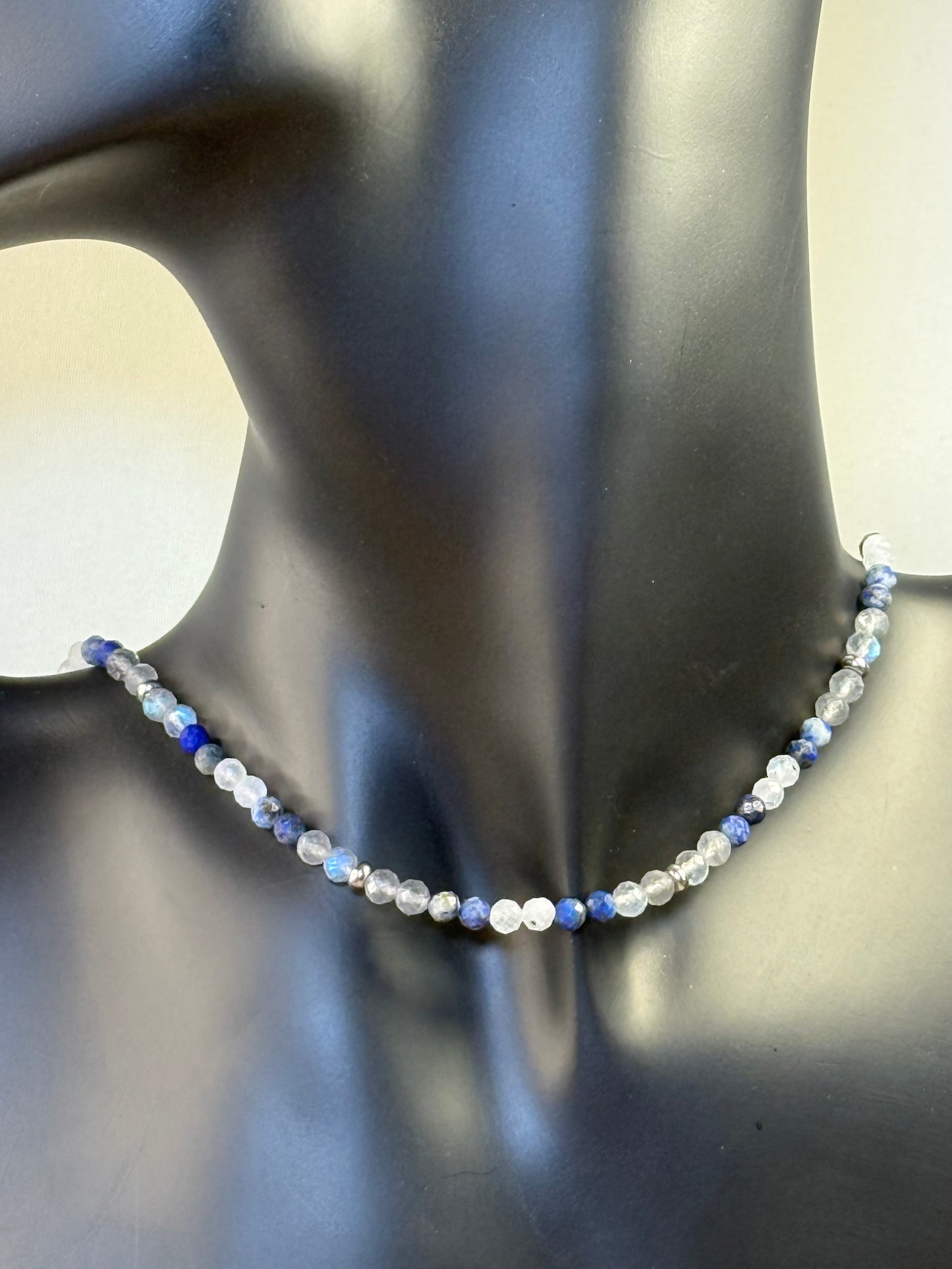 Starborne Oracle - Whispers Of Light Collection Amethyst, Carnelian & Clear Quartz Faceted Choker – 4mm Crystals, Stainless Steel findings, 15” + 2” Extender