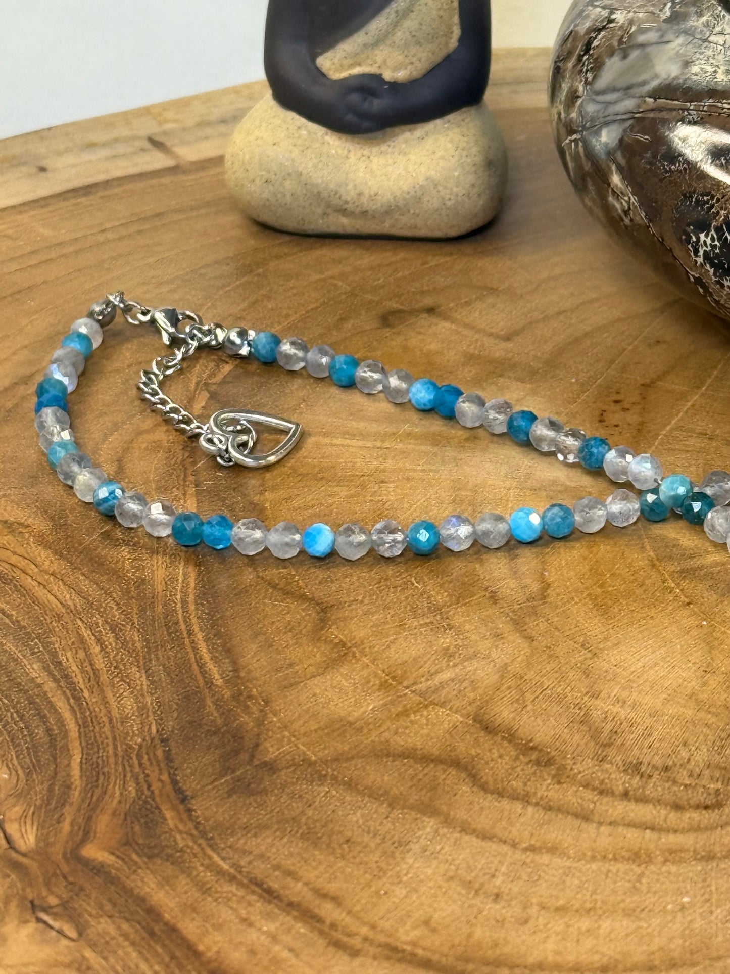 Celestial Current - Whispers Of Light Collection Amethyst, Carnelian & Clear Quartz Faceted Choker – 4mm Crystals, Stainless Steel findings, 15” + 2” Extender