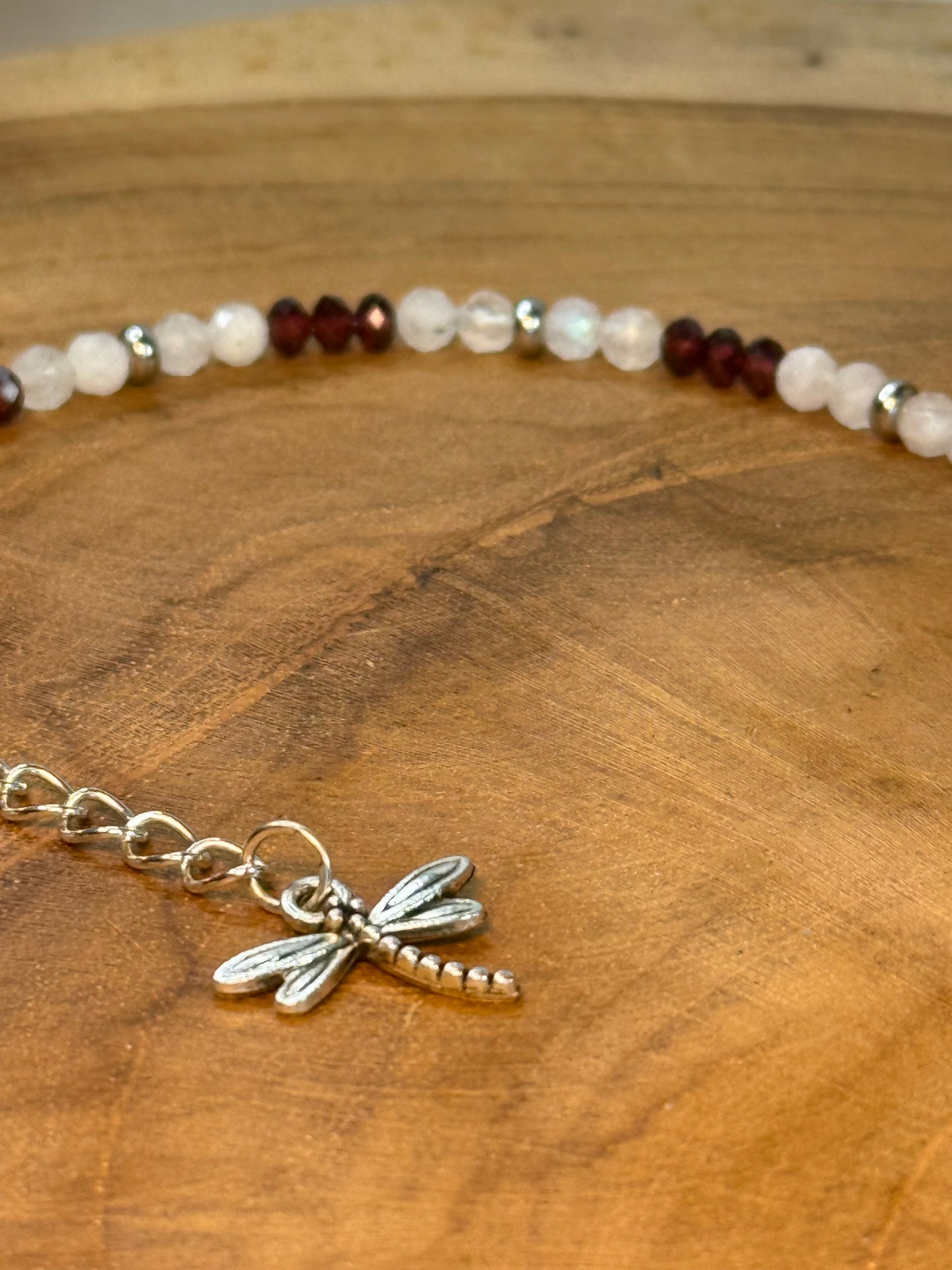 Luminous Flame - Whispers Of Light Collection Amethyst, Carnelian & Clear Quartz Faceted Choker – 4mm Crystals, Stainless Steel findings, 15” + 2” Extender