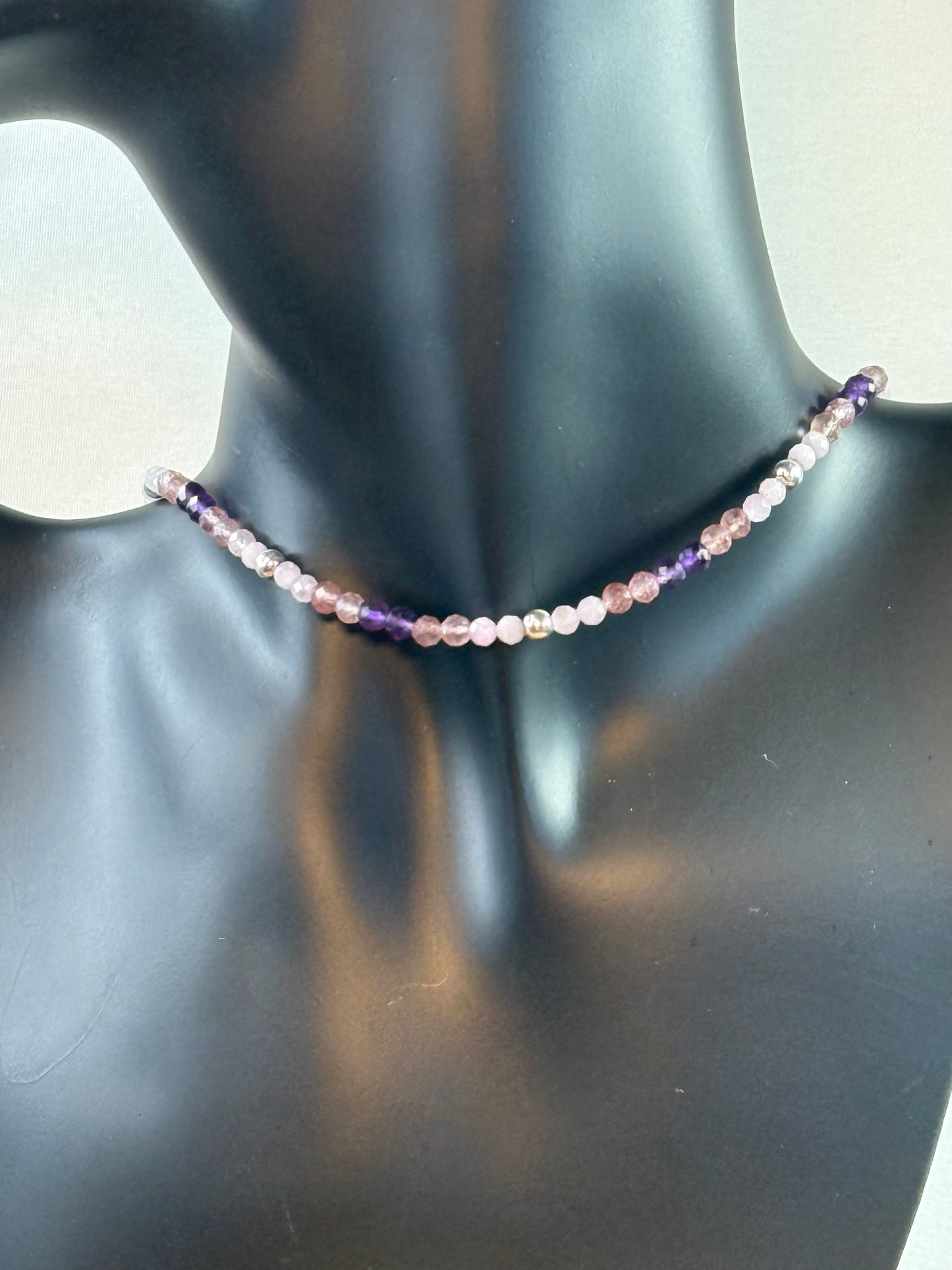 Radiant Heart - Whispers Of Light Collection - Faceted Choker, 4mm Crystals, Sterling Silver, 15" + 2" Extender