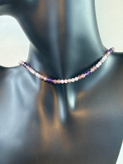 Radiant Heart - Whispers Of Light Collection - Faceted Choker, 4mm Crystals, Sterling Silver, 15" + 2" Extender