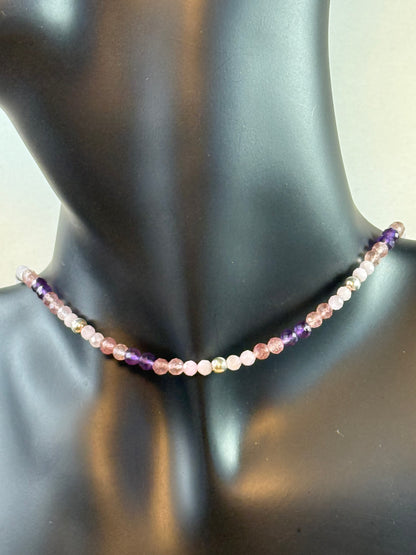Radiant Heart - Whispers Of Light Collection - Faceted Choker, 4mm Crystals, Sterling Silver, 15" + 2" Extender