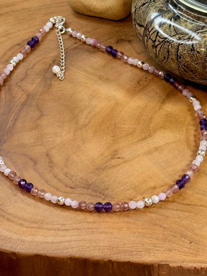 Radiant Heart - Whispers Of Light Collection - Faceted Choker, 4mm Crystals, Sterling Silver, 15" + 2" Extender