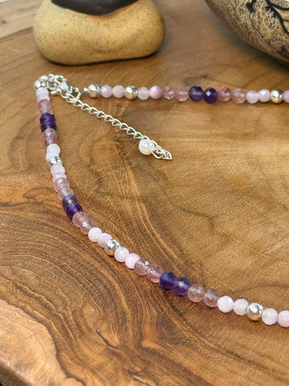 Radiant Heart - Whispers Of Light Collection - Faceted Choker, 4mm Crystals, Sterling Silver, 15" + 2" Extender