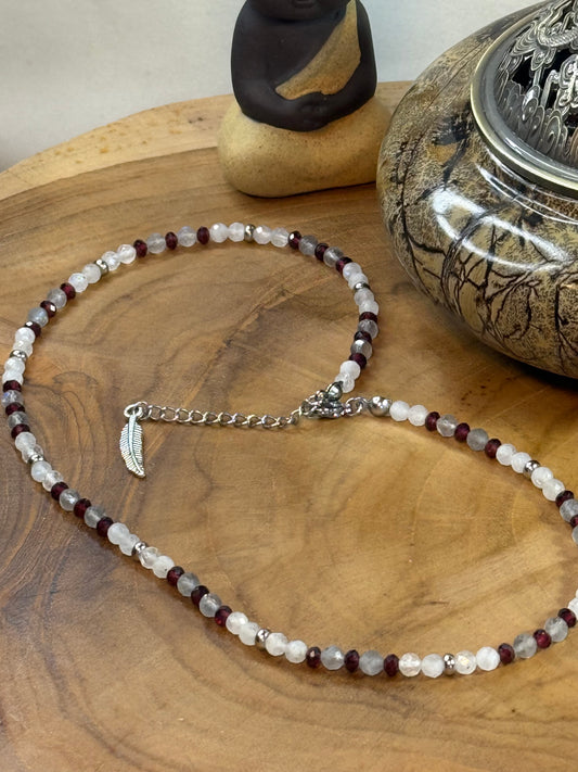 Twilight Harmony - Whispers Of Light Collection - Faceted Choker, 4mm Crystals, Stainless Steel Findings, 15" + 2" Extender