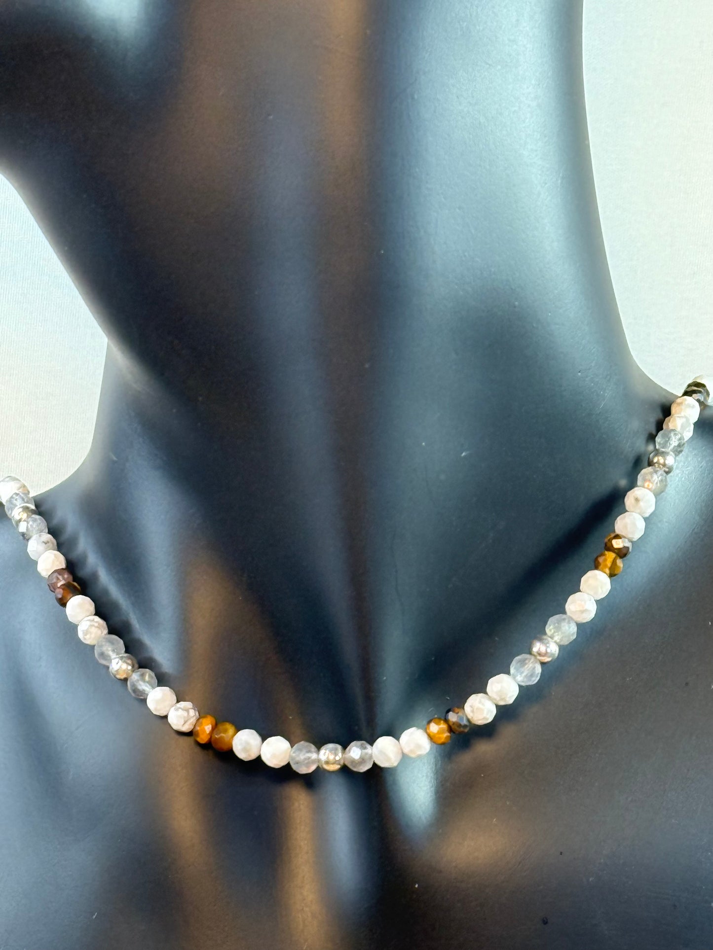 Earth Bound Radiance - Whispers Of Light Choker-Faceted Choker, 4mm Crystals, Sterling Silver Findings, 15" + 2" Extender