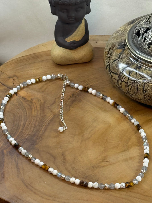 Earth Bound Radiance - Whispers Of Light Choker-Faceted Choker, 4mm Crystals, Sterling Silver Findings, 15" + 2" Extender