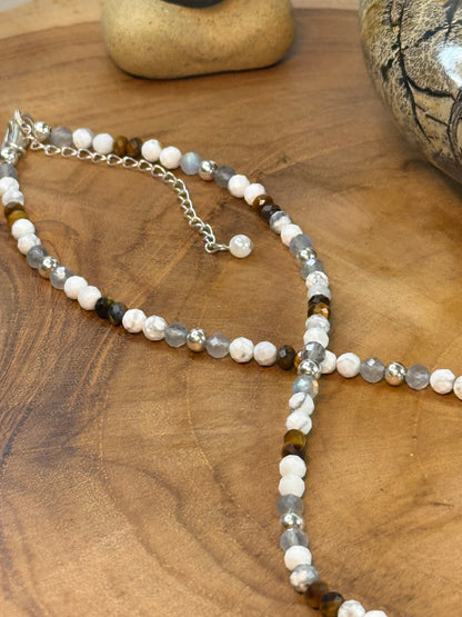 Earth Bound Radiance - Whispers Of Light Choker-Faceted Choker, 4mm Crystals, Sterling Silver Findings, 15" + 2" Extender