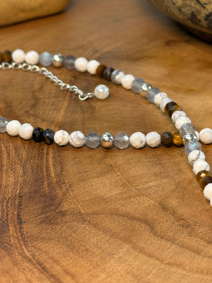 Earth Bound Radiance - Whispers Of Light Choker-Faceted Choker, 4mm Crystals, Sterling Silver Findings, 15" + 2" Extender