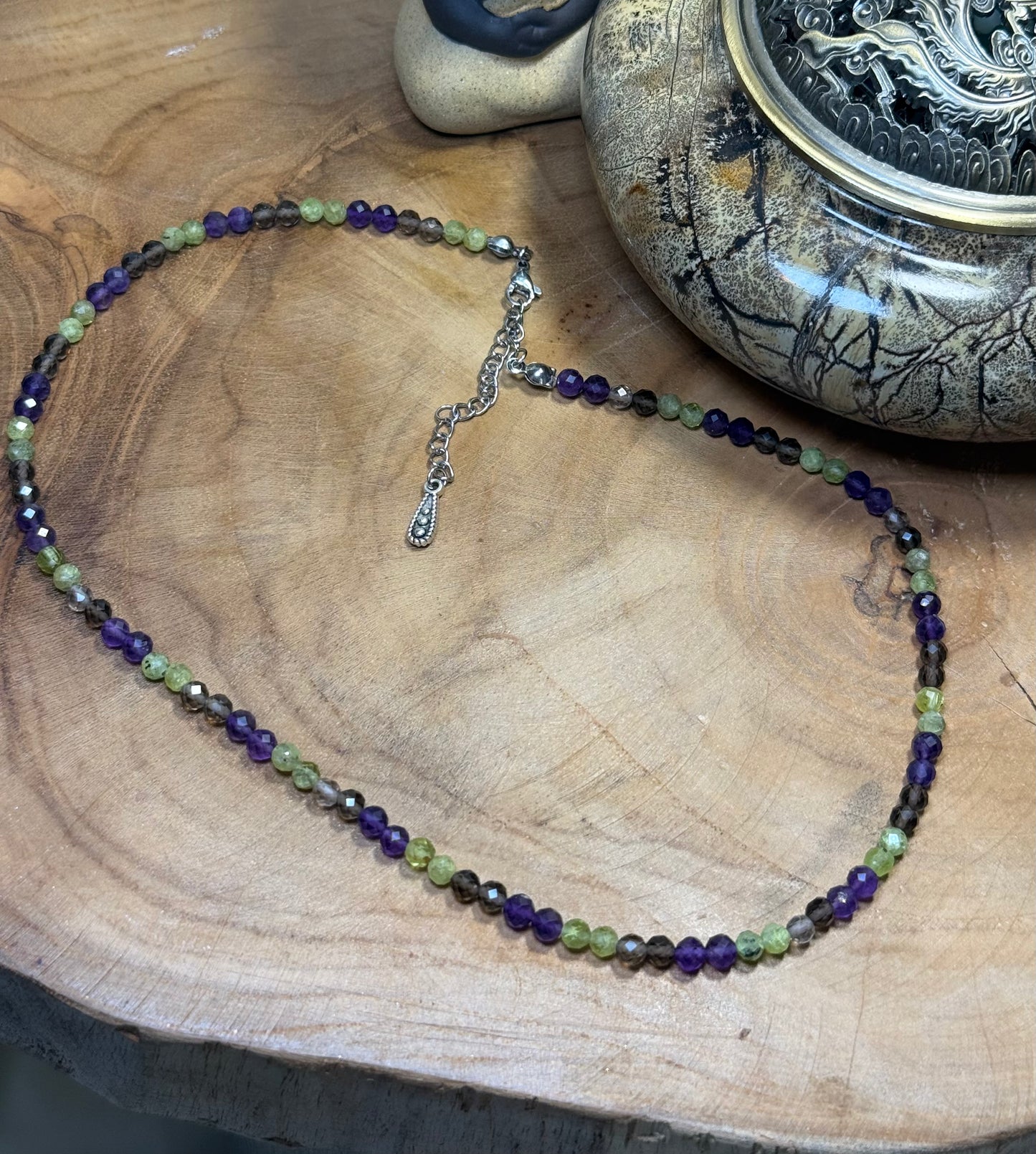 Sacred Alignment-Whispers of Light Collection 4mm Faceted Crystals, Stainless Steel findings, 15” + 2” Extender