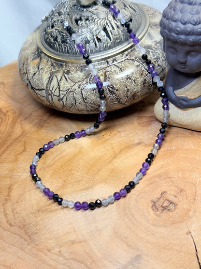 Veil of Protection - Whispers of Light Choker Collection 4mm Faceted Crystals, Stainless Steel findings, 15” + 2” Extender