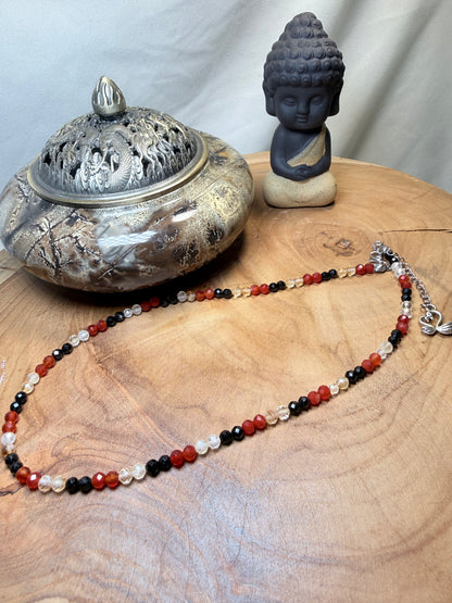 Empowered flow-Whispers of Light Collection 4mm Faceted Crystals, Stainless Steel findings, 15” + 2” Extender