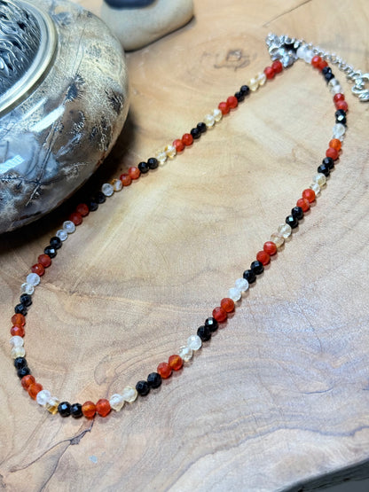 Empowered flow-Whispers of Light Collection 4mm Faceted Crystals, Stainless Steel findings, 15” + 2” Extender