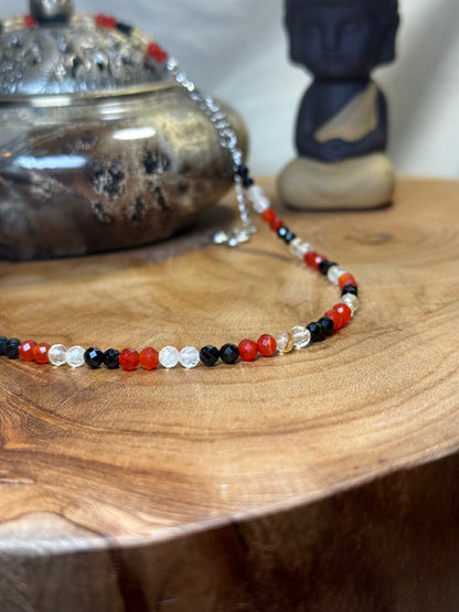 Empowered flow-Whispers of Light Collection 4mm Faceted Crystals, Stainless Steel findings, 15” + 2” Extender