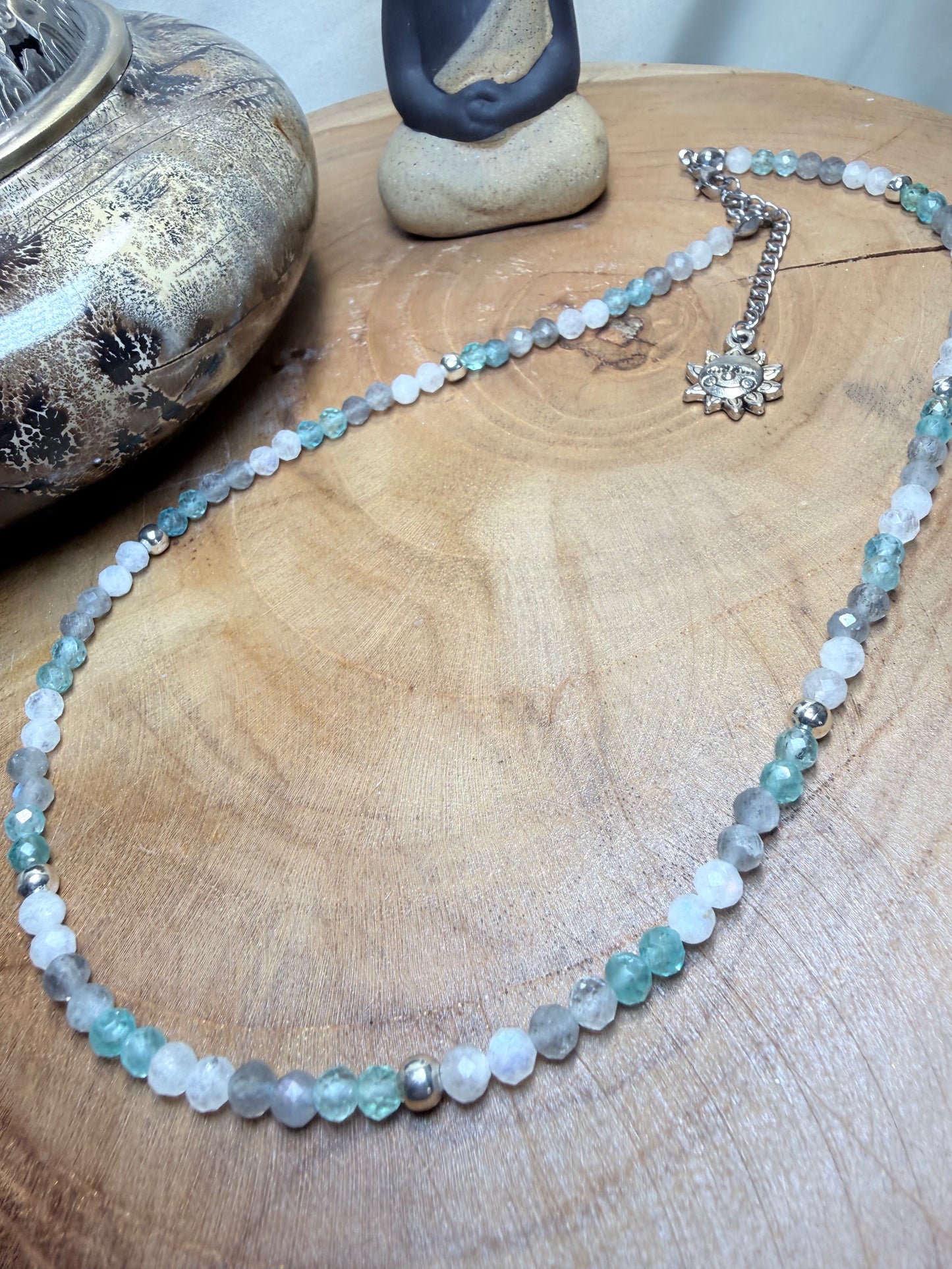 Luminous Insight-Whispers of Light Collection-4mm Faceted Crystals, Stainless Steel findings, 15” + 2” Extender