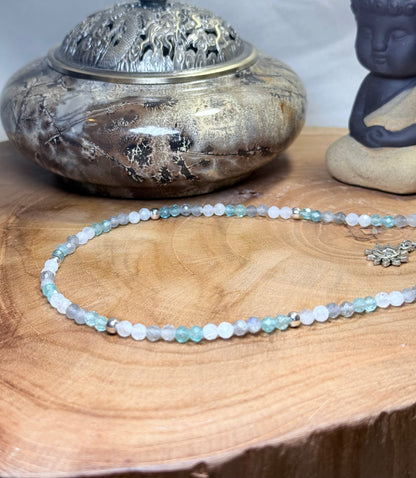 Luminous Insight-Whispers of Light Collection-4mm Faceted Crystals, Stainless Steel findings, 15” + 2” Extender